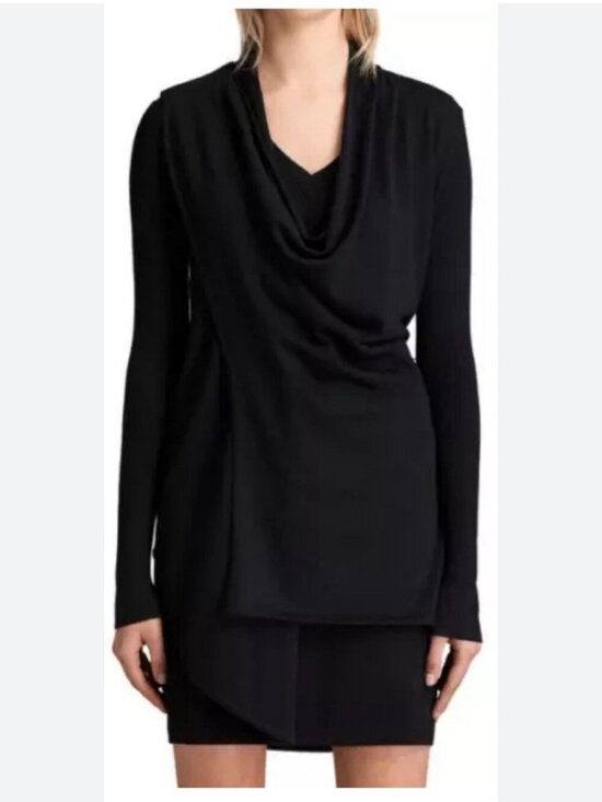 All Saints Dresses & Skirts - AllSaints Drina black convertible drape sweater dress size 0